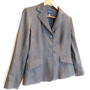 Ann Taylor Size 6P Black & White Pin Stripes Blazer Layer Jacket Career Business